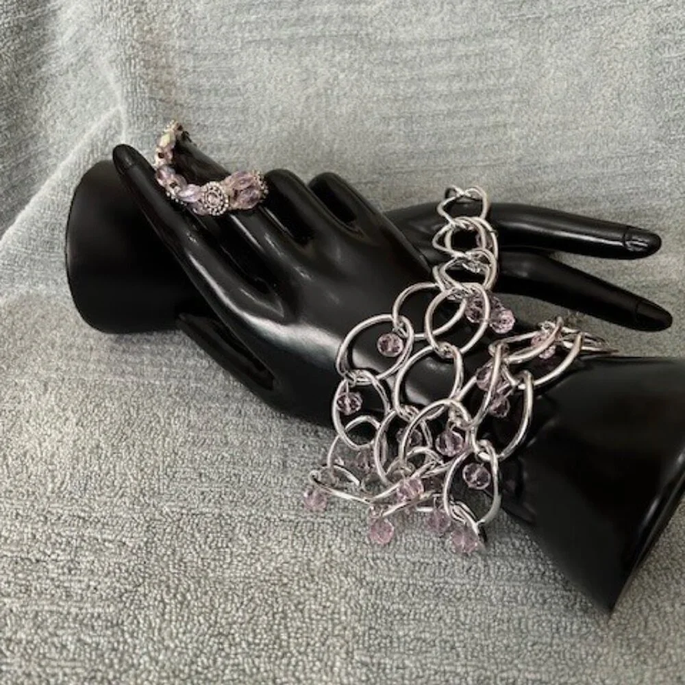 Pink & Silver Necklace and Bracelet - Picture 5 of 6